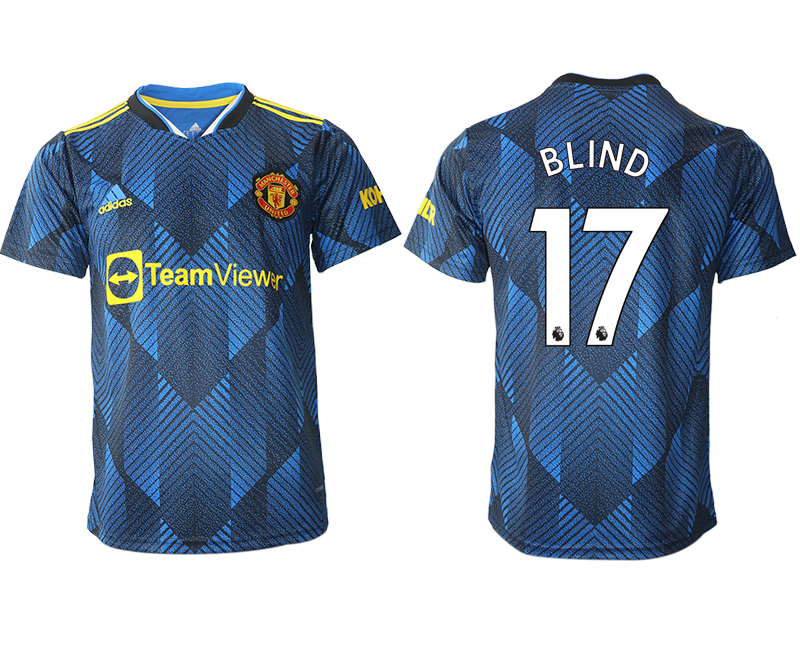 Men 2021-2022 Club Manchester United Second away aaa version blue #17 Soccer Jersey->manchester united jersey->Soccer Club Jersey